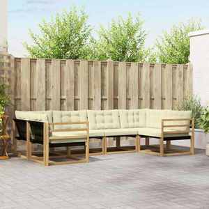 vidaXL Set de canapele de exterior cu pernă 6 pcs Alb și crem imagine