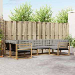 vidaXL Set de canapele de exterior cu pernă 6 pcs Alb și gri deschis imagine