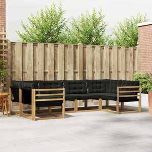 vidaXL Set de canapele de exterior cu pernă 6 pcs Alb și negru imagine