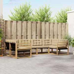 vidaXL Set de canapele de exterior cu pernă 6 pcs Alb și Bej imagine