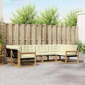 vidaXL Set de canapele de exterior cu pernă 6 pcs Alb și crem imagine
