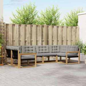 vidaXL Set de canapele de exterior cu pernă 6 pcs Alb și gri deschis imagine