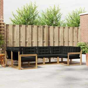 vidaXL Set de canapele de exterior cu pernă 6 pcs Alb și negru imagine