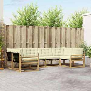 vidaXL Set de canapele de exterior cu pernă 6 pcs Alb și crem imagine