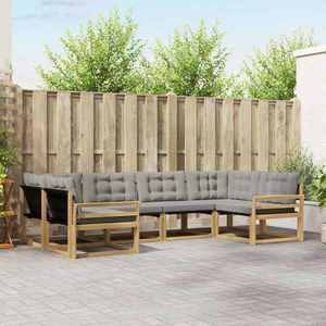 vidaXL Set de canapele de exterior cu pernă 6 pcs Alb și gri deschis imagine