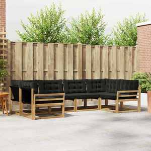vidaXL Set de canapele de exterior cu pernă 6 pcs Alb și negru imagine