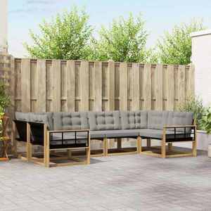 vidaXL Set de canapele de exterior cu pernă 6 pcs Alb și gri deschis imagine