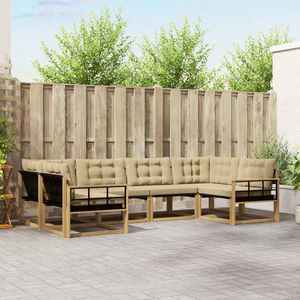 vidaXL Set de canapele de exterior cu pernă 6 pcs Alb și Bej imagine