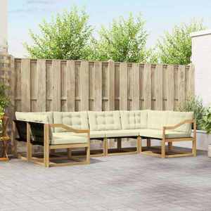 vidaXL Set de canapele de exterior cu pernă 6 pcs Alb și crem imagine