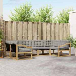 vidaXL Set de canapele de exterior cu pernă 6 pcs Alb și gri deschis imagine