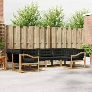 vidaXL Set de canapele de exterior cu pernă 6 pcs Alb și negru imagine