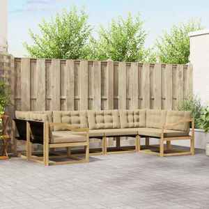 vidaXL Set de canapele de exterior cu pernă 6 pcs Alb și Bej imagine