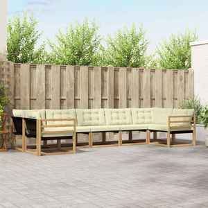 vidaXL Set de canapele de exterior cu pernă 7 pcs Alb și crem imagine