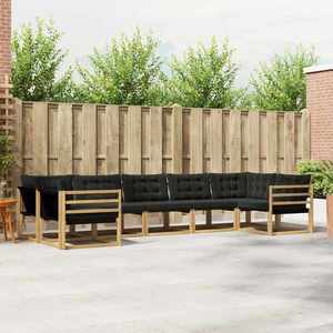 vidaXL Set de canapele de exterior cu pernă 7 pcs Alb și negru imagine