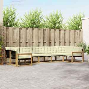 vidaXL Set de canapele de exterior cu pernă 7 pcs Alb și crem imagine