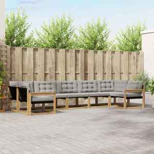 vidaXL Set de canapele de exterior cu pernă 7 pcs Alb și gri deschis imagine