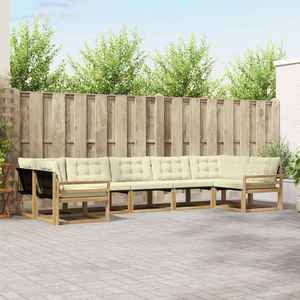 vidaXL Set de canapele de exterior cu pernă 7 pcs Alb și crem imagine