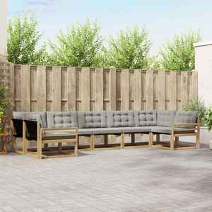 vidaXL Set de canapele de exterior cu pernă 7 pcs Alb și gri deschis imagine