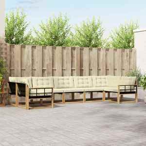 vidaXL Set de canapele de exterior cu pernă 7 pcs Alb și crem imagine