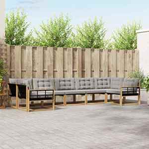 vidaXL Set de canapele de exterior cu pernă 7 pcs Alb și gri deschis imagine