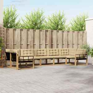 vidaXL Set de canapele de exterior cu pernă 7 pcs Alb și Bej imagine