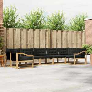 vidaXL Set de canapele de exterior cu pernă 7 pcs Alb și negru imagine