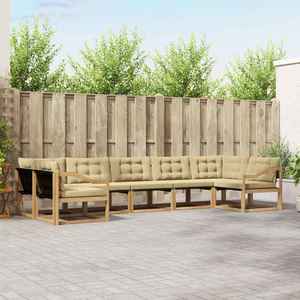 vidaXL Set de canapele de exterior cu pernă 7 pcs Alb și Bej imagine