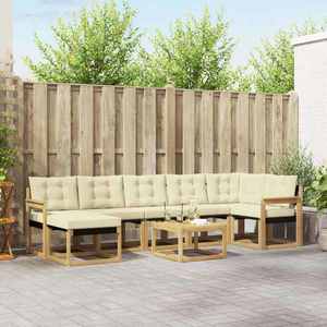 vidaXL Set de canapele de exterior cu pernă 8 pcs Alb și crem imagine