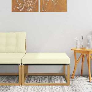 vidaXL Taburet pentru exterior Lemn solid de Acacia și Textilene Alb imagine