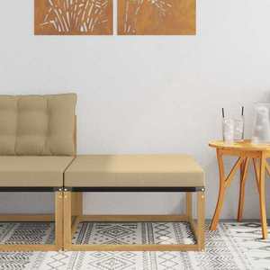 vidaXL Taburet pentru exterior Lemn solid de Acacia și Textilene Alb imagine