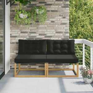 vidaXL Canapea Medie pentru Exterior Lemn solid de Acacia și Textilene imagine
