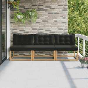 vidaXL Canapea Medie pentru Exterior Lemn solid de Acacia și Textilene imagine