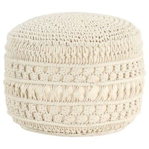 vidaXL Taburet puf macrame lucrat manual, 45 x 30 cm, bumbac imagine
