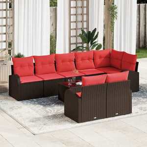 vidaXL Set de canapele pentru grădină 9 pcs Maro poliratan imagine