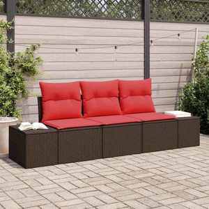 vidaXL Set de canapea cu pernă 3 pcs Maro poliratan imagine