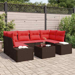 vidaXL Set de canapele pentru grădină cu pernă 7 pcs Maro poliratan imagine