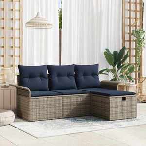 vidaXL Set de canapele pentru grădină cu pernă 4 pcs Rattan poli imagine