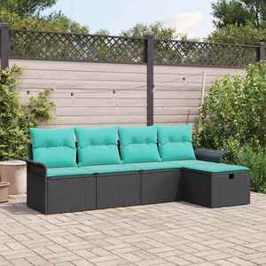 vidaXL Set de canapele pentru grădină cu pernă 5 pcs Rattan poli imagine