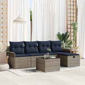 vidaXL Set de canapele pentru grădină cu pernă 6 pcs Rattan poli imagine
