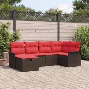vidaXL Set de canapele pentru grădină cu pernă 6 pcs Rattan poli imagine