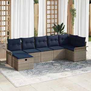vidaXL Set de canapele pentru grădină cu pernă 7 pcs Gri Rattan poli imagine
