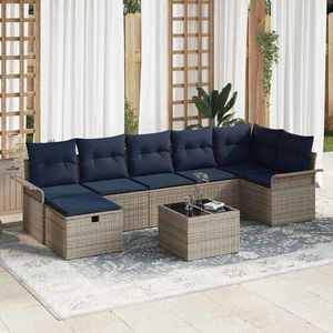 vidaXL Set de canapele pentru grădină cu pernă 8 pcs Gri Rattan poli imagine