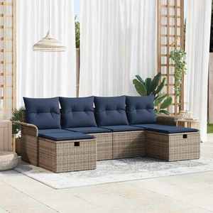 vidaXL Set de canapele pentru grădină cu pernă 6 pcs Rattan poli imagine