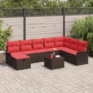 vidaXL Set de canapele pentru grădină cu pernă 9 pcs Rattan poli imagine