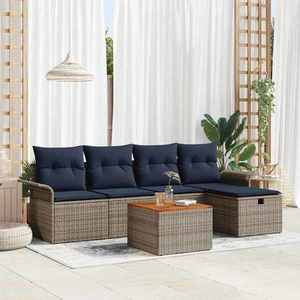vidaXL Set de canapele pentru grădină cu pernă 6 pcs Gri Rattan poli imagine