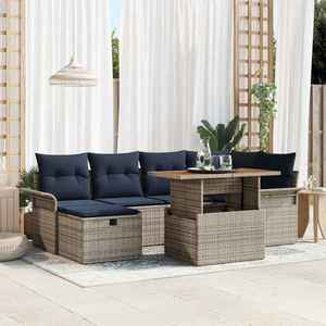 vidaXL Set de canapele pentru grădină 7 pcs Gri poliratan imagine