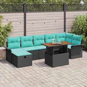 vidaXL Set de canapele pentru grădină 8 pcs Negru poliratan imagine