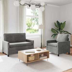 vidaXL Set de canapea 2 pcs Gri deschis Catifea imagine