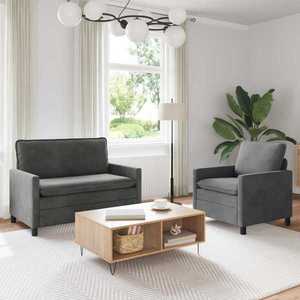 vidaXL Set de canapea 2 pcs Gri închis Catifea imagine