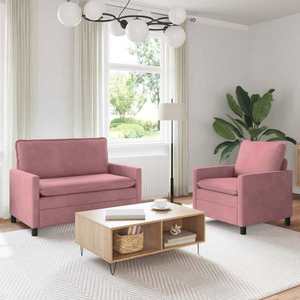 vidaXL Set de canapea 2 pcs Roz Catifea imagine